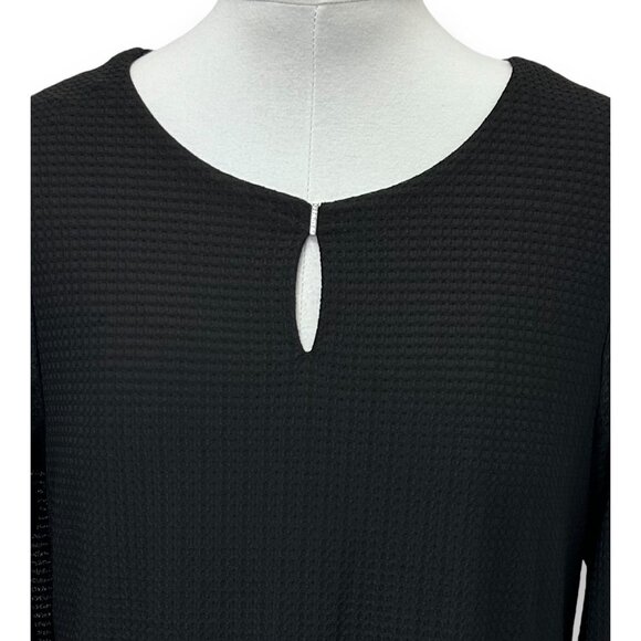 Calvin Klein Women’s 3/4 Sleeve Keyhole Front Sheer Waffle Asymmetric Tunic - Picture 2 of 10